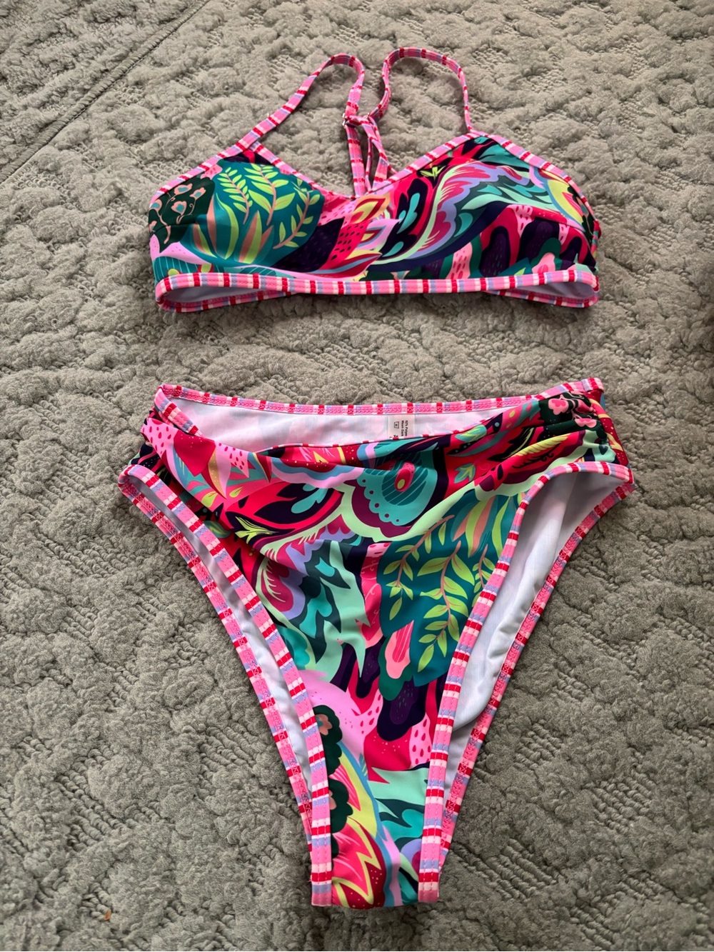 Women’s Pink Multicolor Floral Two-Piece Swim Set